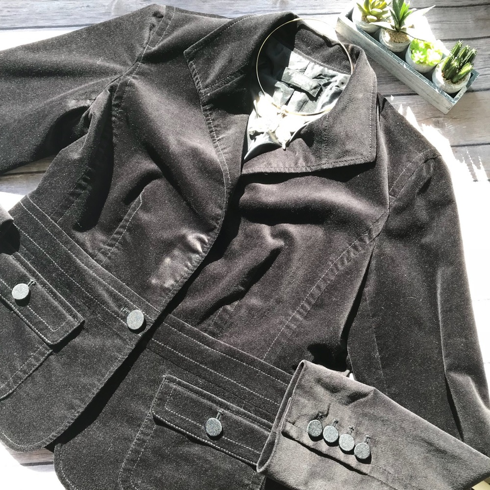 Talbots Black Cotton Tailored Blazer. size 12P